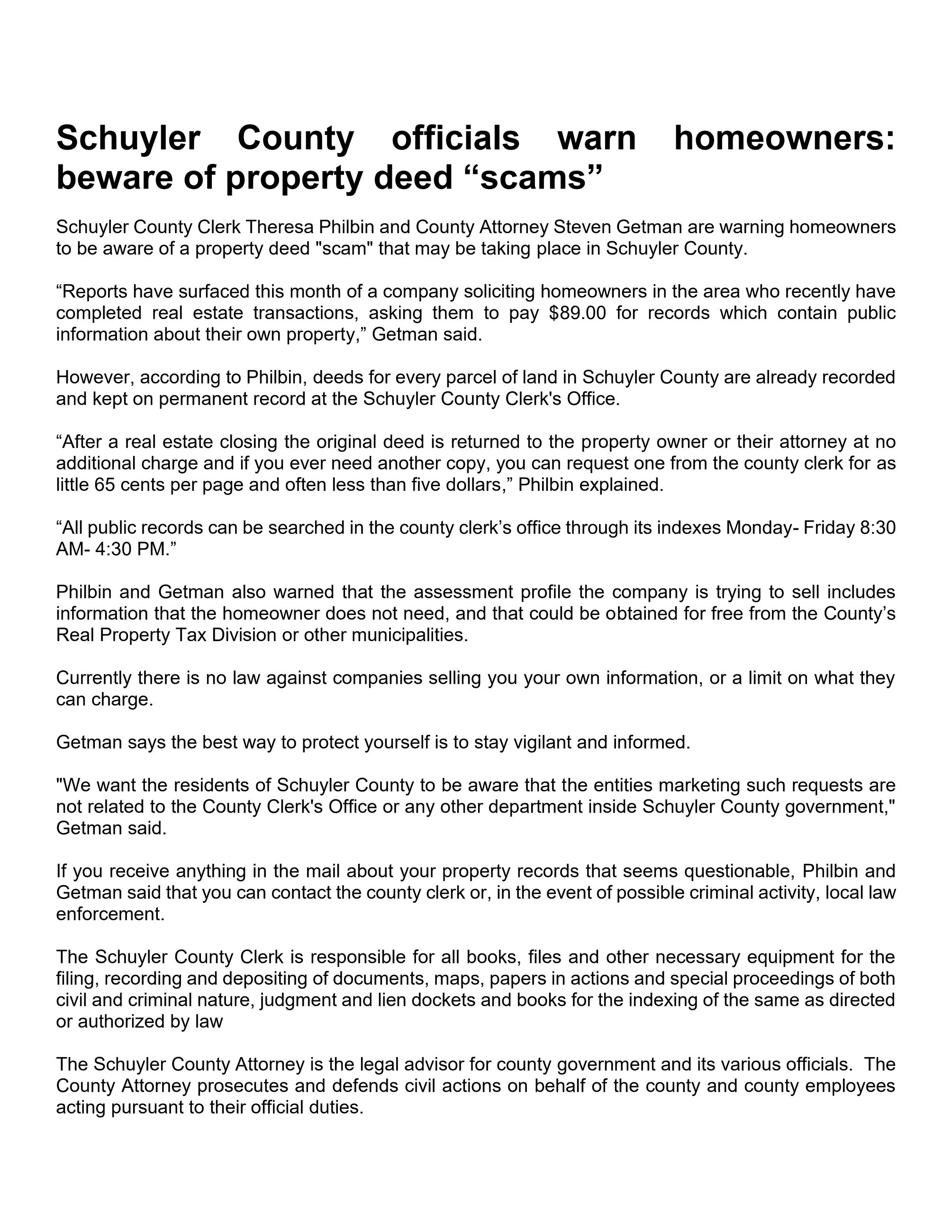 County warns Schuyler County homeowners 2021 06 22