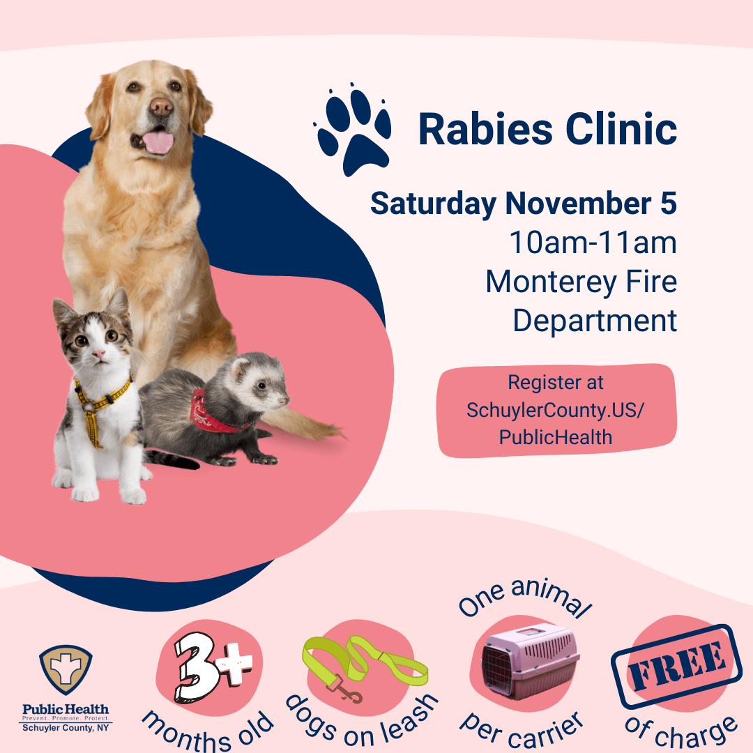 Rabies Clinic flyer with date and time of clinic on 11.05.22